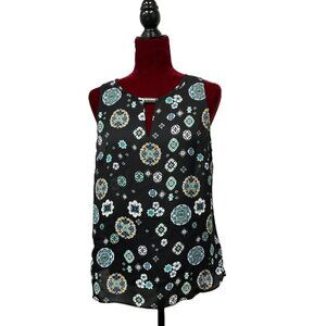 Laundry by Shelli Segal Black Sleeveless Blouse - Size M - Boho Medallion Print